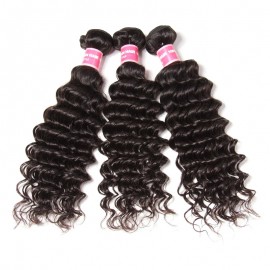Kriyya Brazilian Deep Wave 3 Bundles Human Hair Weave 9A Virgin Hair