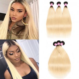 Kriyya 3 Pcs T1B/613 Ombre Virgin Hair Bundle Deals Indian Straight Hair