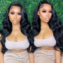 Kriyya 13x6  Lace Frontal Wigs Body Wave 180% Density Virgin Human Hair Wig