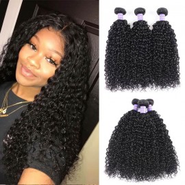 Kriyya Jerry Curly Indian Human Hair Weave 7A Human Hair 3 Bundles 8-26 Inch