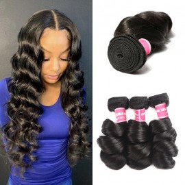 Kriyya Loose Wave Human Hair Bundles 3 Bundles Peruvian Virgin Human Hair