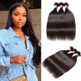 Kriyya Malaysian Straight 3 Pcs Human Hair Natural Hair Weave 9A Virgin Hair