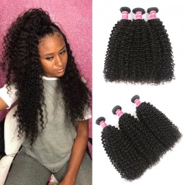 Kriyya Peruvian Kinky Curly 3 Bundle Deals Unprocessed Human Hair Weave