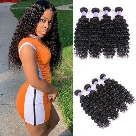 Kriyya Deep Wave Hair Peruvian Human Hair Weave 4 Pcs 7A Human Hair