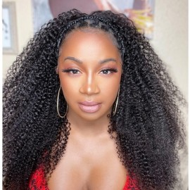 Flash Sale Kinky Curly 3/4 Half Wig Glueless Wigs Kinky Curly Virgin Human Hair Kie RaShon Style