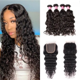 Kriyya Malaysian Natural Wave Hair 4 Bundles With Closure Sew In