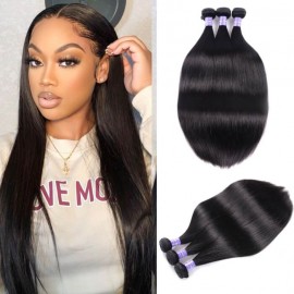 Kriyya Straight Hair Weave 3 Bundle Deals Malaysian Unprocessed 7A Virgin Hair