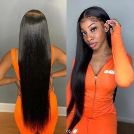 Kriyya Straight Human Hair Wigs Pre Plucked 4x4 Human Hair Lace Wig 150% Density