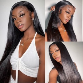 Kriyya Straight Pre Plucked 13x4 Lace Front Remy Human Hair Wigs With Baby Hair 150% Density