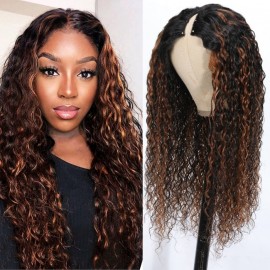 Kriyya V Part Water Wave Wig Beyoncé Inspired Highlight Upgrade U Part Wig No Leave Out Human Hair Wig