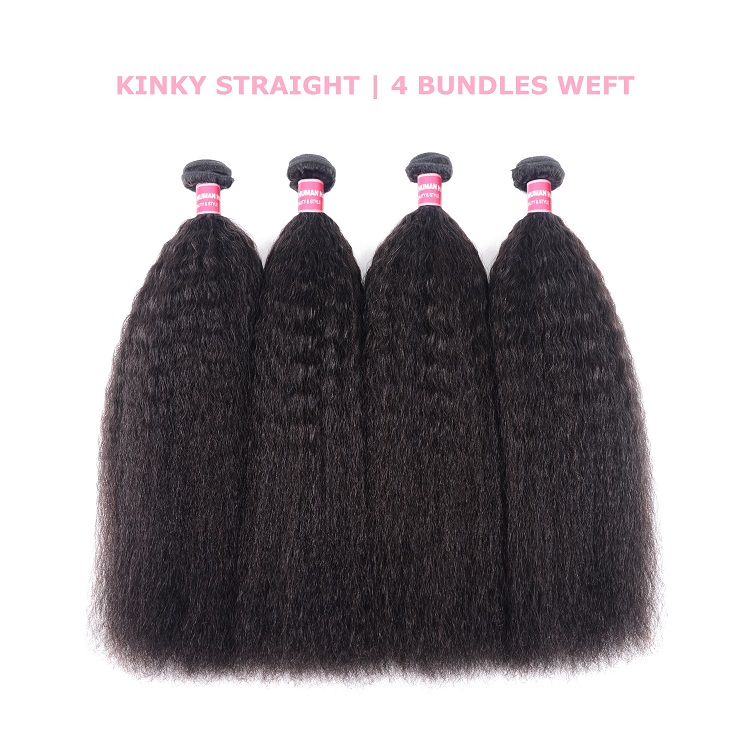 Brazilian 4 Pcs Kinky Straight Hair Bundles Virgin Hair 4 Pcs Kinky Straight Hair Bundles