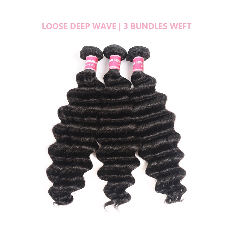 3 Pcs Loose Deep Wave Hair Bundle Deals Human Hair