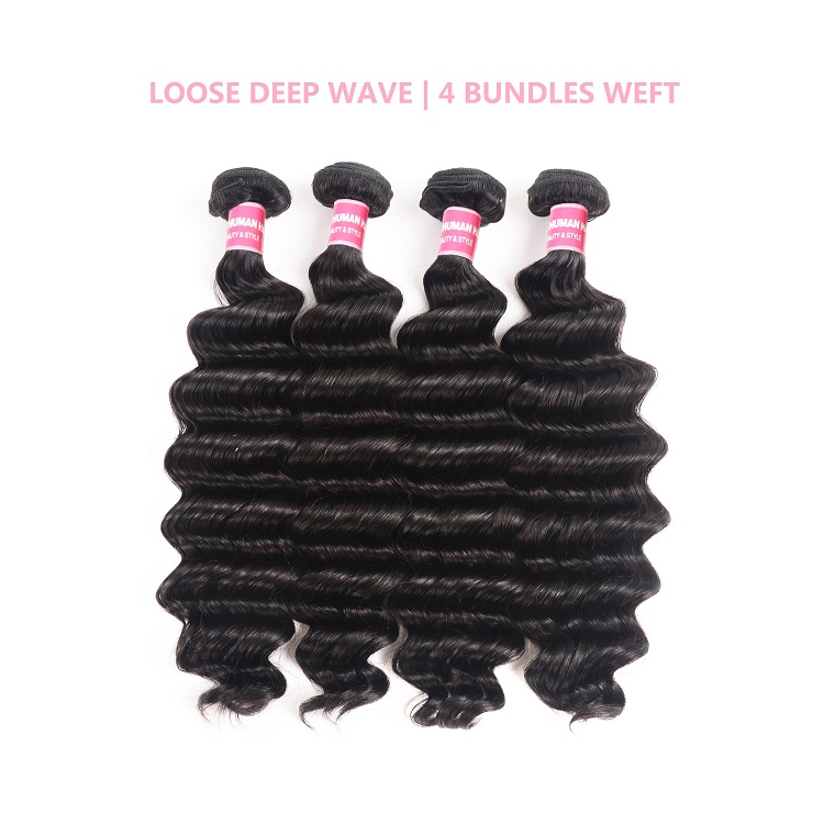 Brazilian 4 Pcs Human Hair Loose Deep Wave Bundles Brazilian Virgin Hair Loose Deep Wave Bundles
