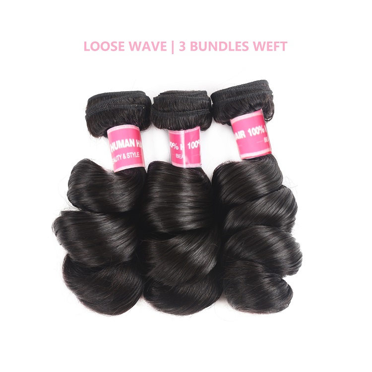 Virgin Hair 3 Pcs Loose Wave Hair Bundles Brazilian 3 Pcs Loose Wave Hair Bundles
