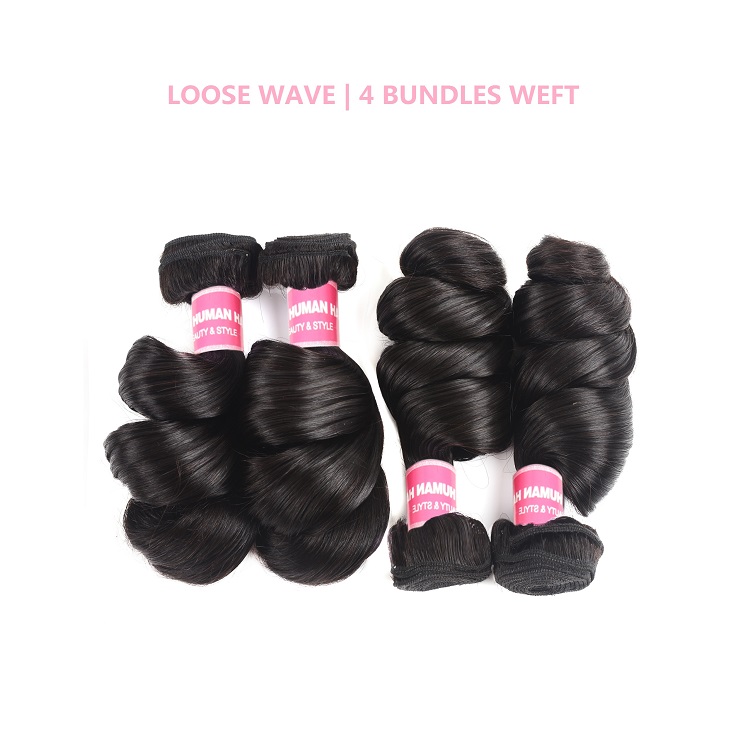 Virgin Hair 4 Pcs Loose Wave Hair Bundles Loose Wave 4 Pcs Bundles Human Hair