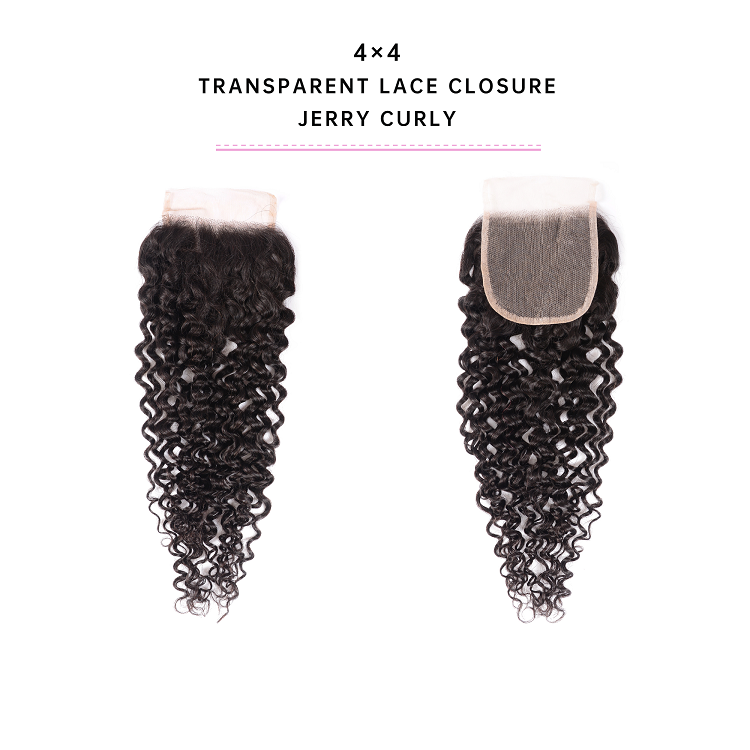 Jerry Curly Transparent Lace Closure Human Hair