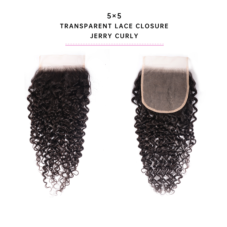 Jerry Curly 5x5 Transparent Lace Frontal Closure