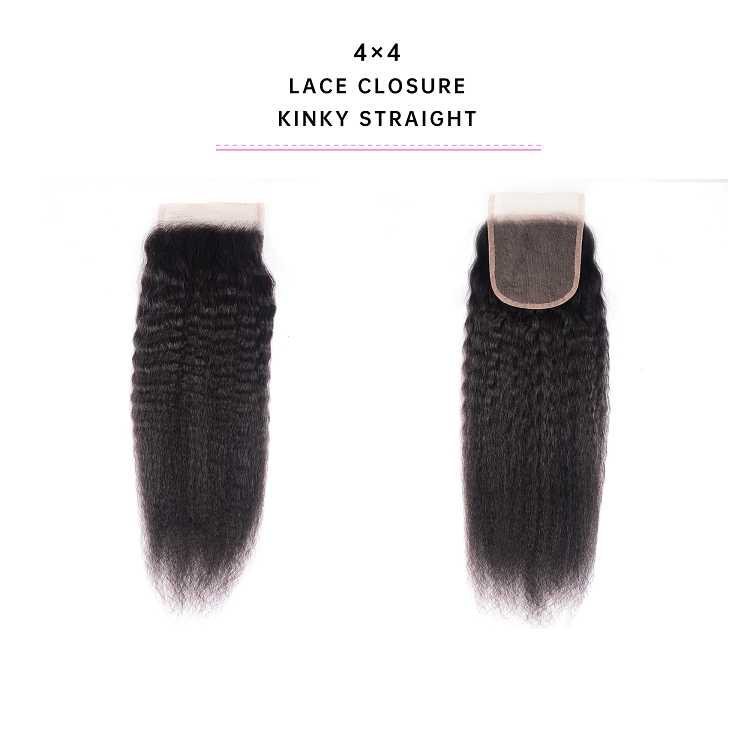 Kinky Straight Hair 4x4 Lace Closure With Baby Hair Brazilian Kinky Straight 4x4 Lace Closure Human Hair