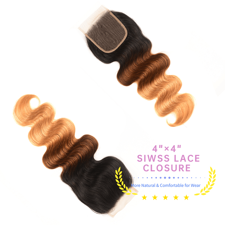 Body Wave T1B/4/27 Ombre Bundles With Lace Closure Body Wave T1B/4/27 Ombre Hair Weave With Closure