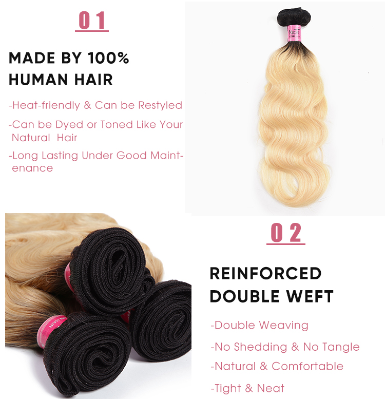 Body Wave Cheap Hair Bundles 4 Pcs Virgin Hair 4 Bundles Body Wave 1B/613 Ombre 100 Human Hair Weave