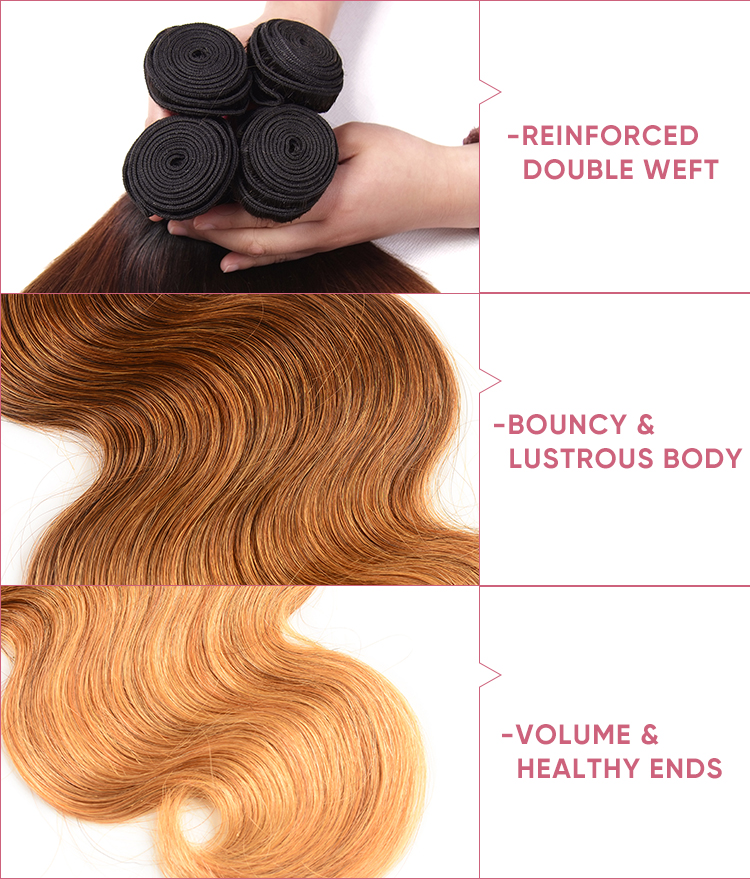 Body Wave T1B/4/27 Ombre Bundle Deals With 4x4 Closure Body Wave Bundle Deals With 4x4 Lace Closure