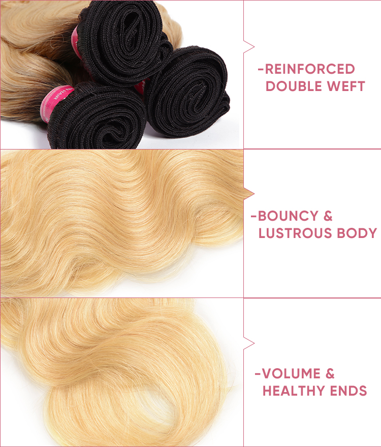 Body Wave 1B/613 Ombre Color Bundles With Lace Closure 4 Bundles Body Wave Hair With 4x4 Lace Closure
