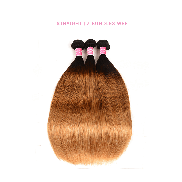 3 Pcs Straight T1B/4/27 Ombre Brazilian Hair Bundles Straight 3 Bundles Human Hair Weave T1B/4/27 Ombre