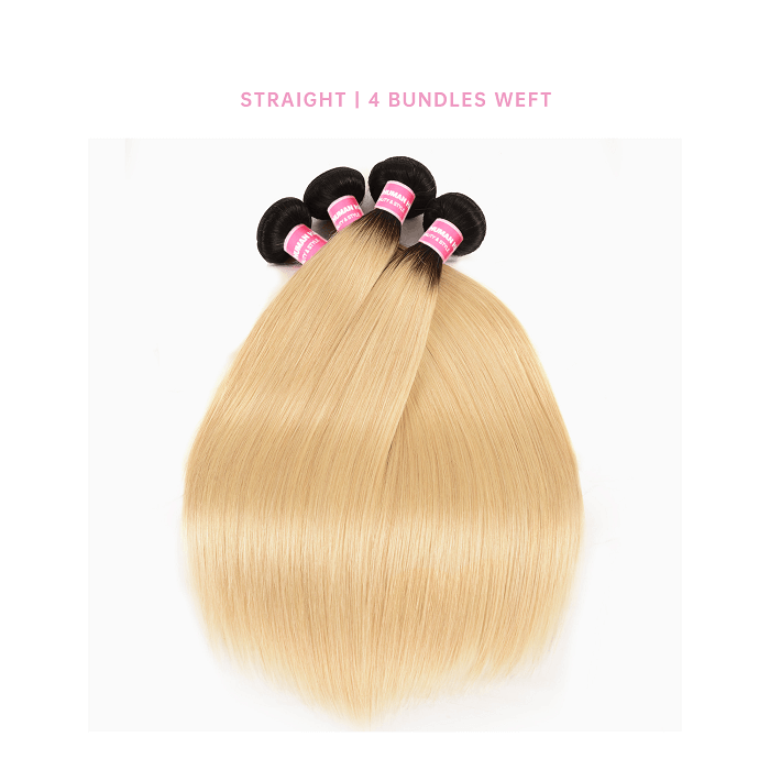 4 Pcs Straight 1B/613 Ombre Brazilian Hair Bundles Straight Brazilian 4 Bundles Human Hair Weave