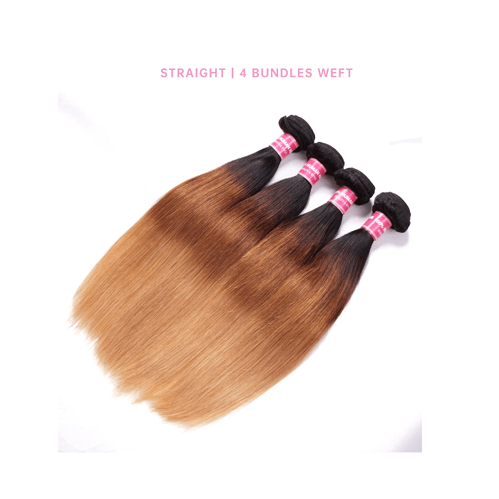 4 Pcs Straight T1B/4/27 Ombre Brazilian Hair Bundles Straight 4 Bundles Human Hair Weave T1B/4/27 Ombre