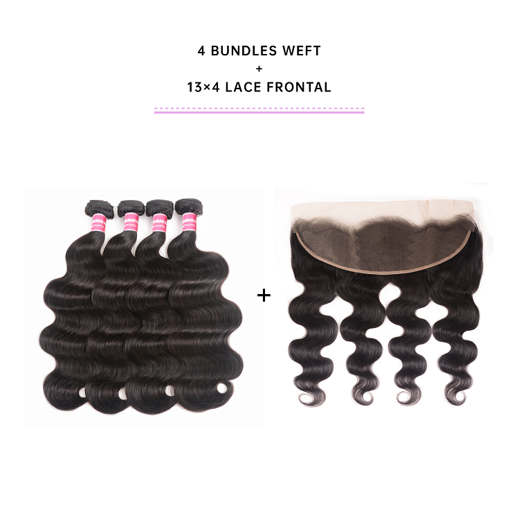 Body Wave Human Hair With 13x4 Frontal Body Wave Human Hair Bundles With Frontal