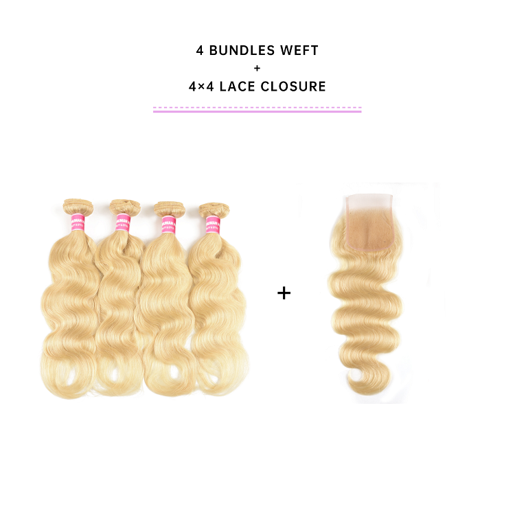 Brazilian human hair bundles with lace closure body wave bundles with lace closure