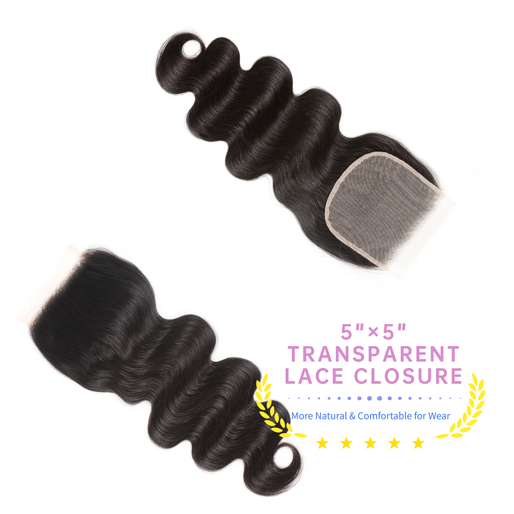 Body Wave Human Hair Weave With 5x5 Lace Closure Body Wave With 5x5 Transparent Lace Closure