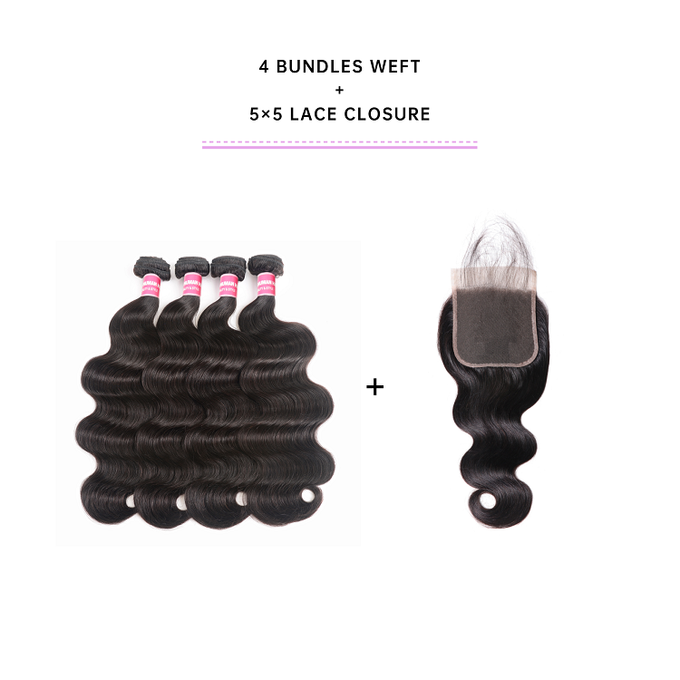 Body Wave Human Hair Bundles With Closure Body Wave Hair Weave With Closure