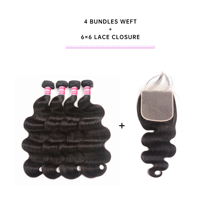 Cheap Body Wave 4 Bundles With Closure