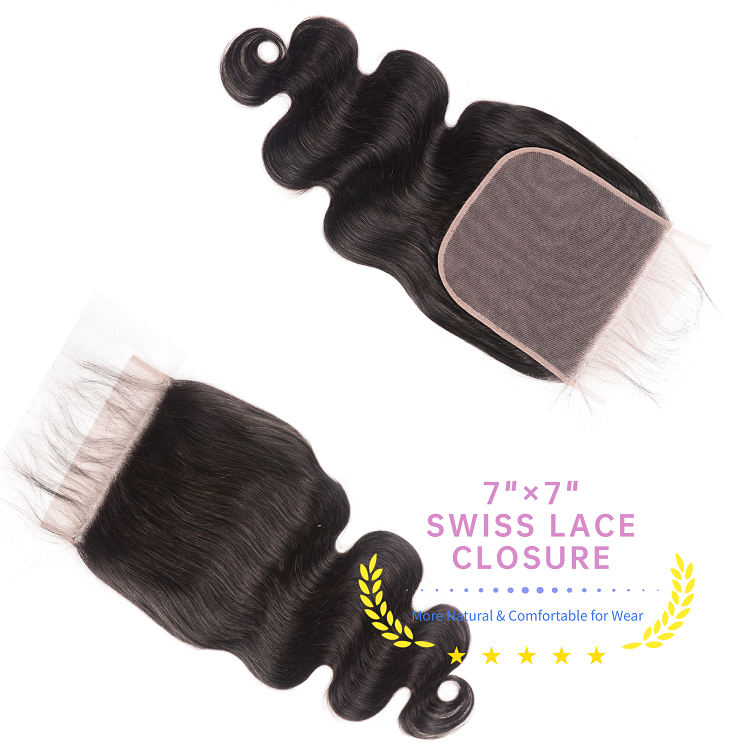 3 Bundles Body Wave Virgin Hair With 7x7 Lace Closure