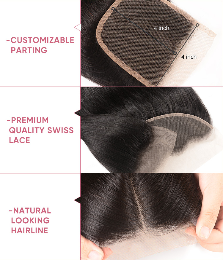 Body Wave Virgin Hair 4pcs With Lace Closure 4 Bundles Body Wave With Closure Deal