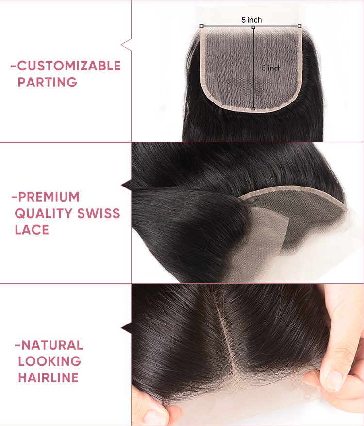 Body Wave Bundles With 5x5 Lace Closure Body Wave Human Hair Bundles With Closure