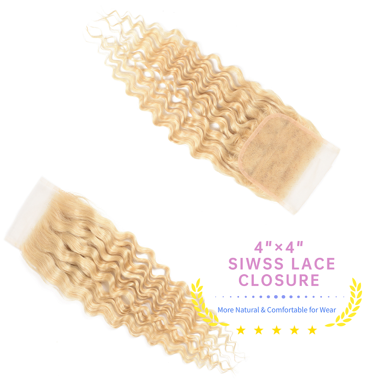 3pcs Deep Wave Human Hair With Lace Closure