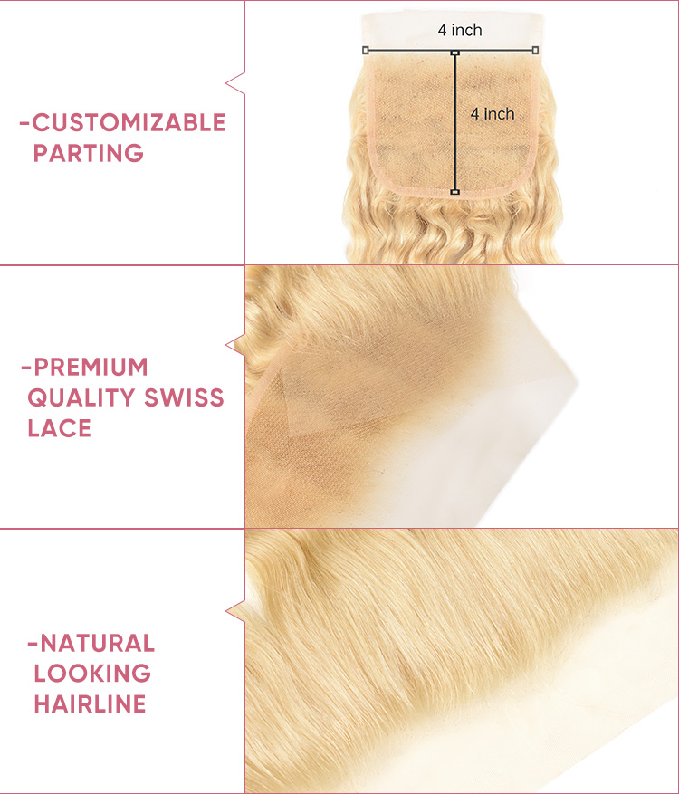 3 Bundles Human Hair With 4x4 Lace Closure