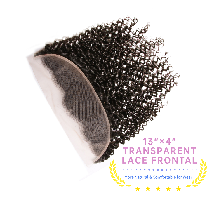 Jerry Curly Bundles With Transparent Frontal 13x4 Inch 3 Bundles Human Hair With 13x4 Transparent Lace Frontal