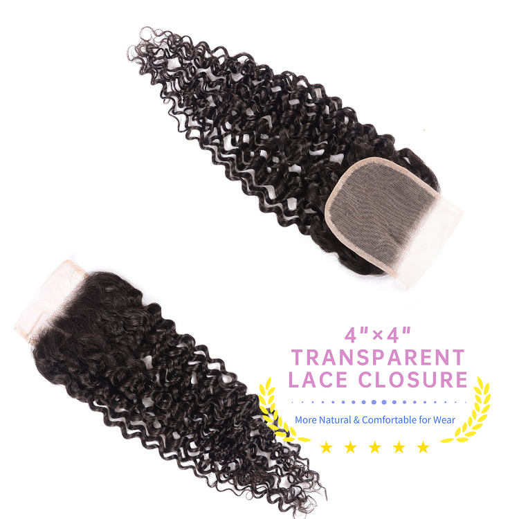 Jerry Curly Bundles With Transparent Closure Jerry Curly 3 Bundle Deals With 4x4 Transparent Closure