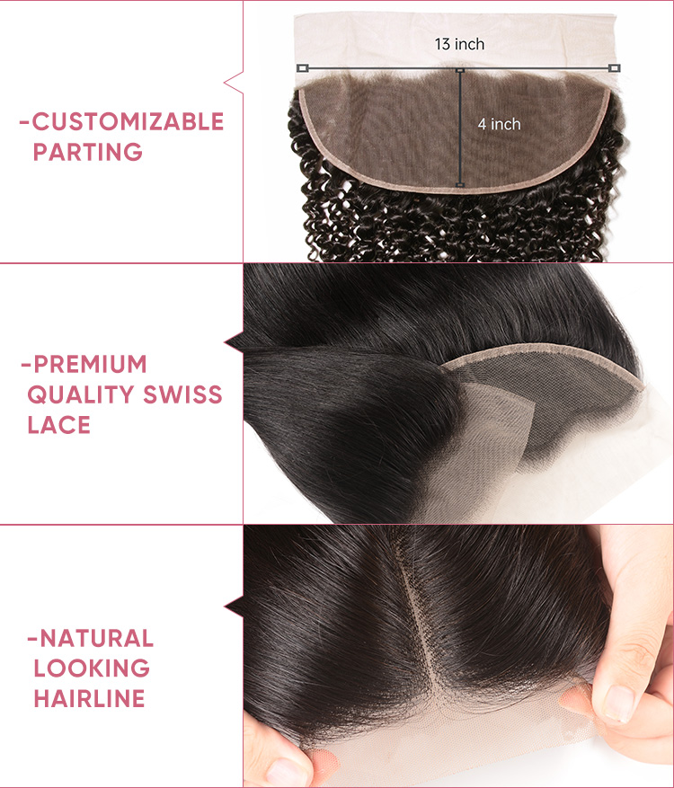 Jerry Curly Human Hair 3pcs With Transparent Lace Frontal Jerry Curly Virgin Hair 3 Bundles With Transparent Frontal
