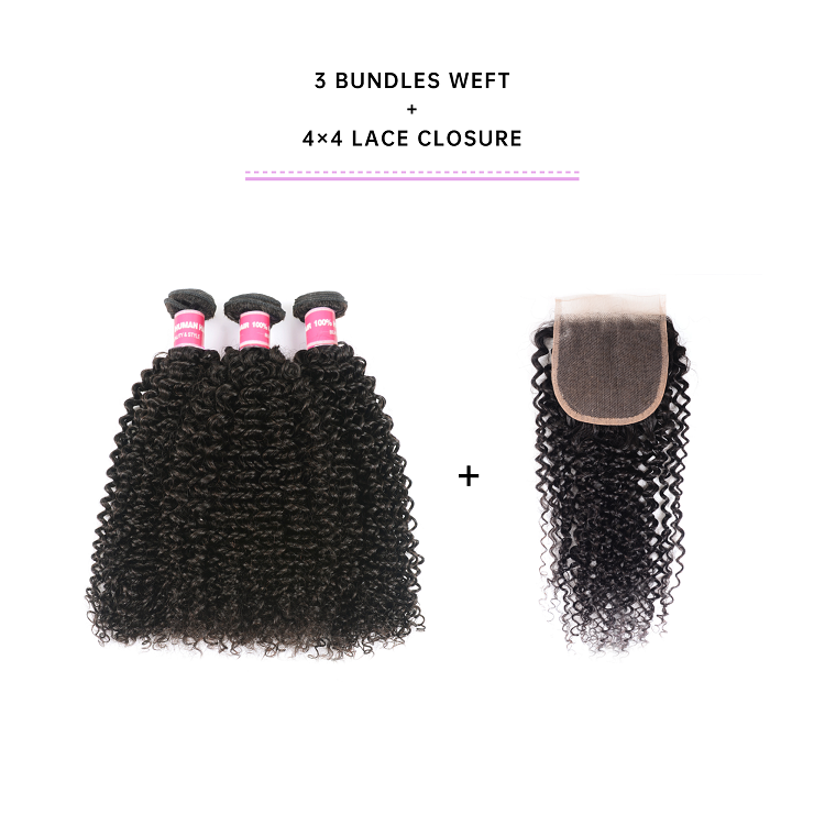 Kinky Curly Cheap Bundles With Closure Virgin Hair Bundles Kinky Curly With 4x4 Closure