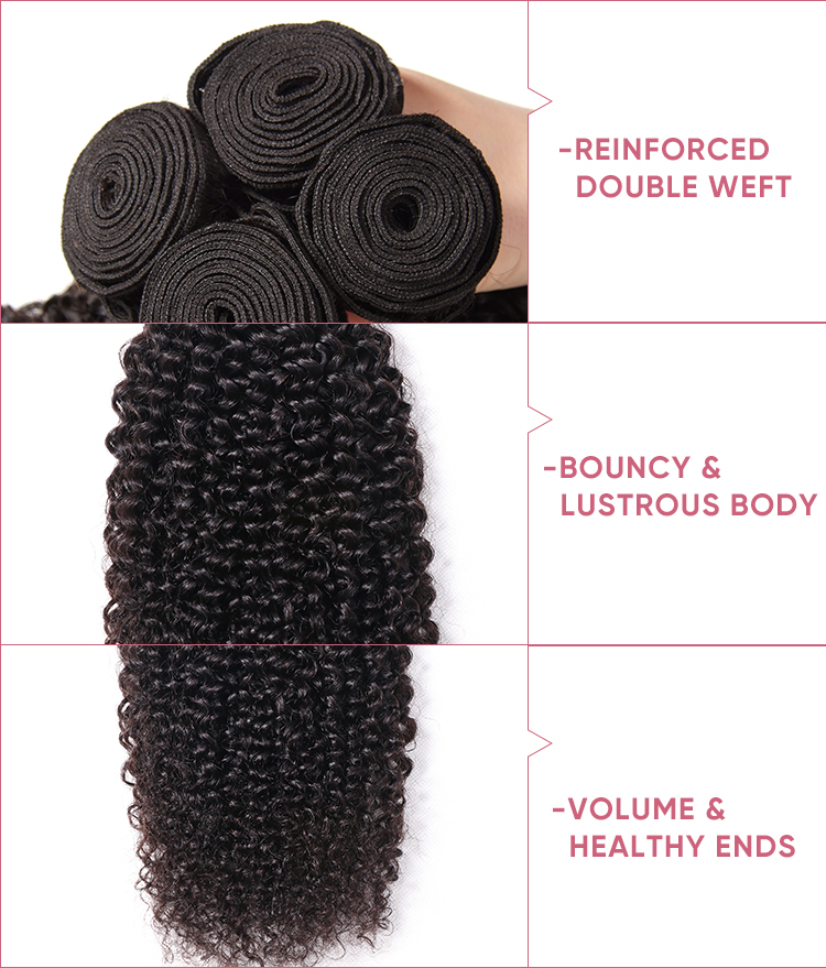 3 Bundles Kinky Curly With 4x4 Lace Closure Brazilian Kinky Curly Bundles With Closure 4x4 Inch