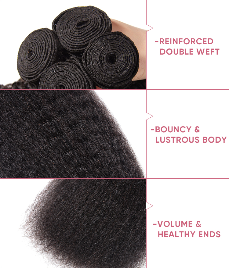 Brazilian Hair Kinky Straight Bundles With Closure 4 Bundles Human Hair With 4x4 Lace Closure