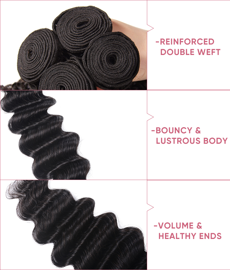 Loose Deep Wave Human Hair 3pcs With Lace Closure 3 Bundles Loose Deep Wave Virgin Hair With 4x4 Lace Closure
