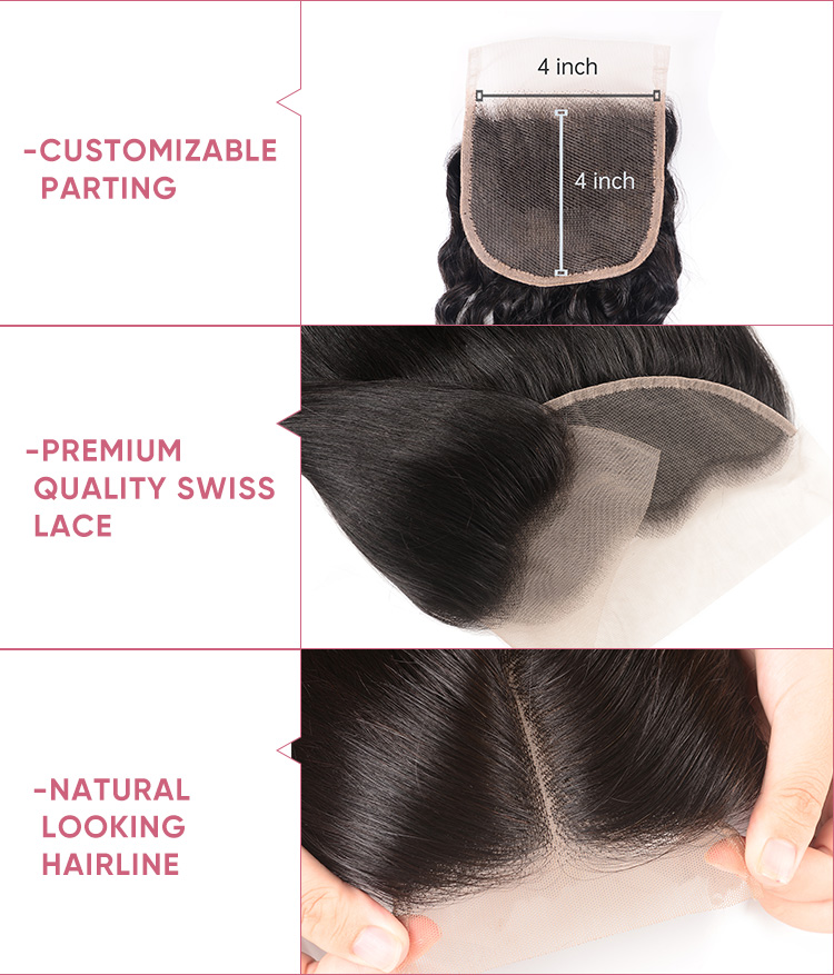 Brazilian Loose Deep Wave With 4x4 Lace Closure Loose Deep Wave 3 Bundles With 4x4 Closure