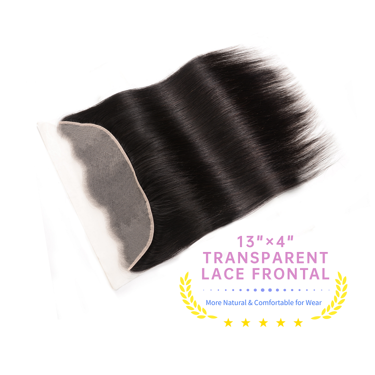 Straight Virgin Hair 3 Bundles With Transparent Frontal Straight Human Hair 3pcs With Transparent Lace Frontal