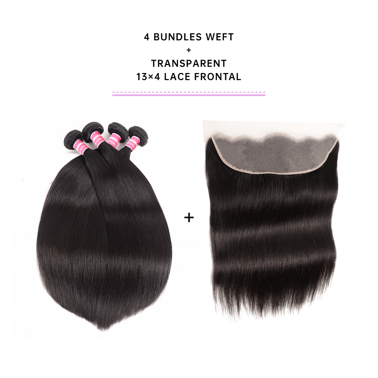 Cheap Straight 4 Bundles With Frontal Straight 4 Bundles With Frontal 13x4 Inch