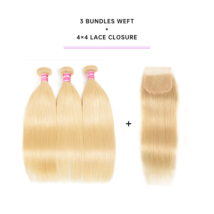 Straight Virgin Hair 613 Bundles With Closure Brazilian Straight Bundles With Closure